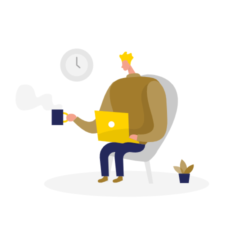 work with drink coffee